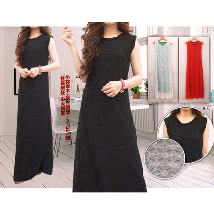 Gaun Panjang Wanita Kutungan You Can See Long Dress Sleeveless LCKA405