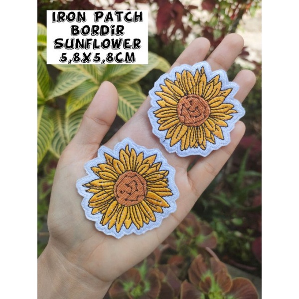 Bordir Bordir ( Tinggal Setrika ) Iron Patch Bordir Sunflower Patch Iron Tempelan Baju Emblem Bordir