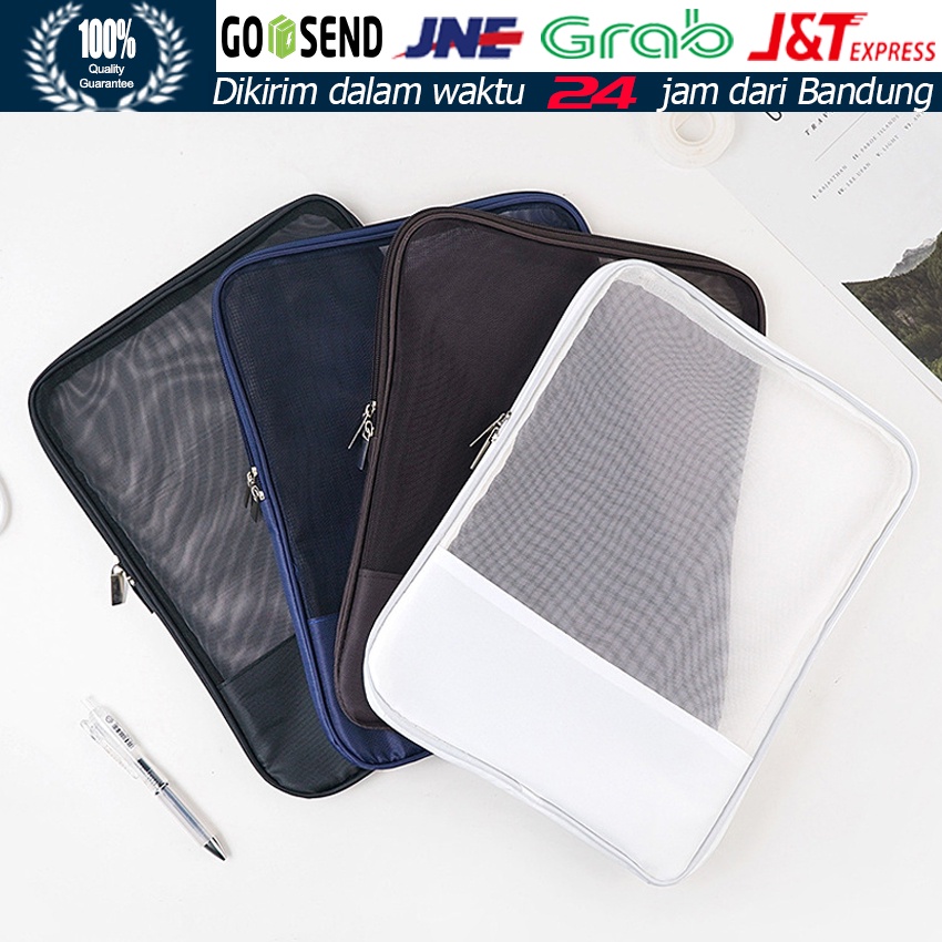 

Tas Laptop Document Bag Tas Dokumen / Pouch Bag Bahan Jaring / Tas Serbaguna Organizer / Kotak Buku Jaring Transparan