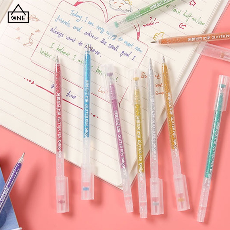

COD❤️Children Metallic Color Glitter Pen Pearl Watercolor Pen Painting Graffiti Colorful Gel Pen
