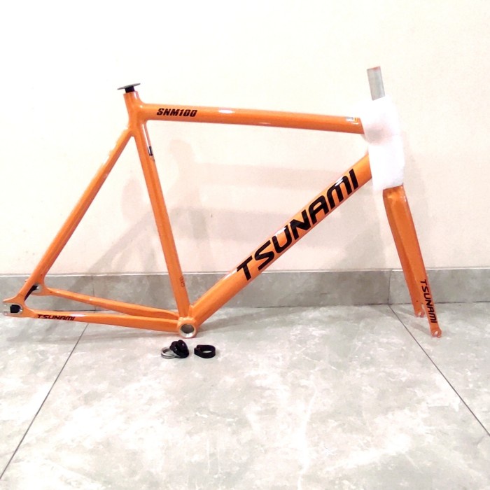 Frame Tsunami SNM100 Sepeda Fixie Aluminum Alloy Frame Fork - Hitam, M