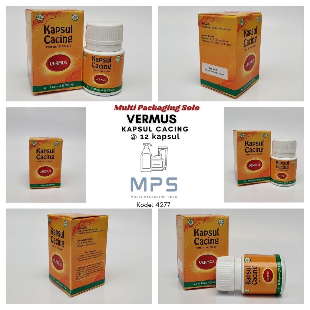 Kapsul Cacing Vermus Kapsul Isi 12 / Kapsul Penurun Demam / Obat Tipes /  Kapsul Vermus