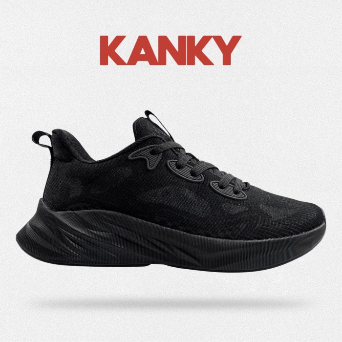 best -Kanky Hiro Keiji V2 - Sepatu Sneakers Casual Sport Sekolah Pria Dewasa - All Black, 44