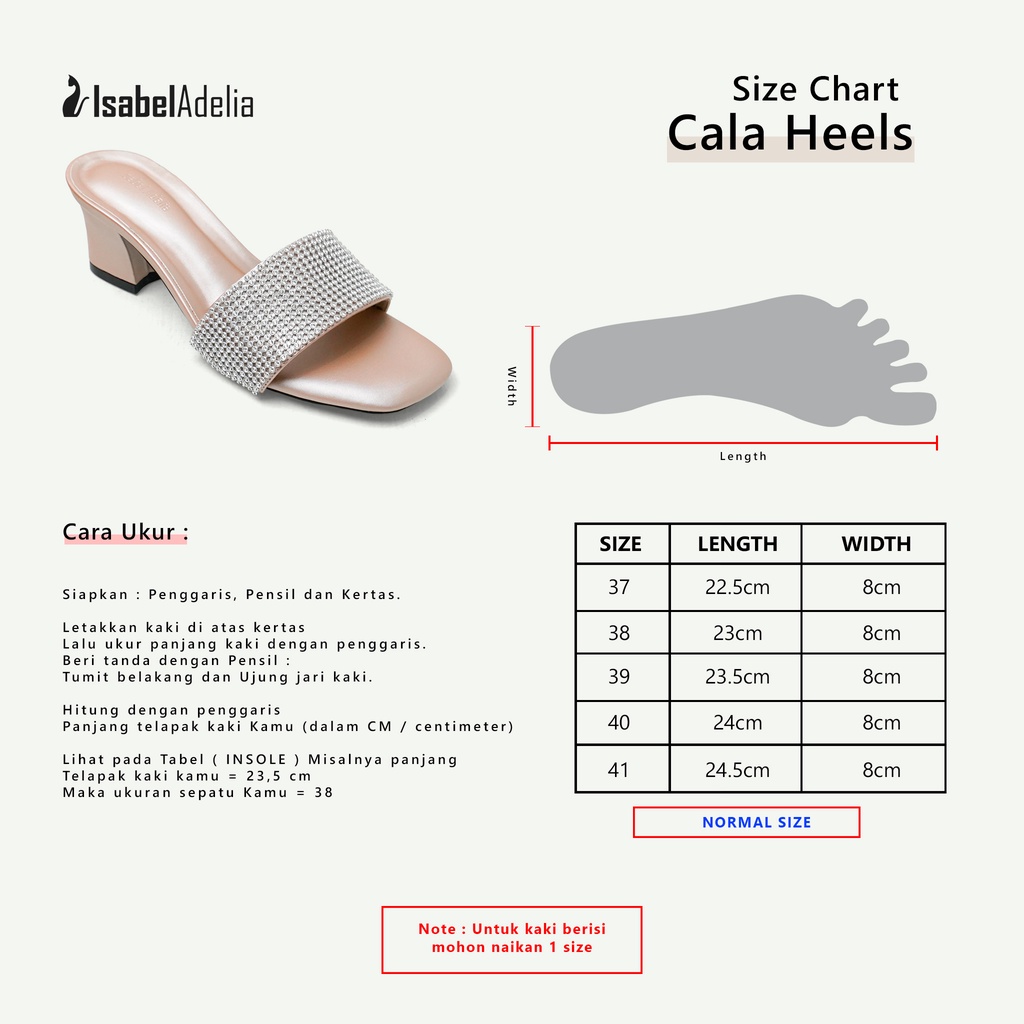 Isabel Adelia CALLA Block Heels Slop Wanita Hitam Latte Silver