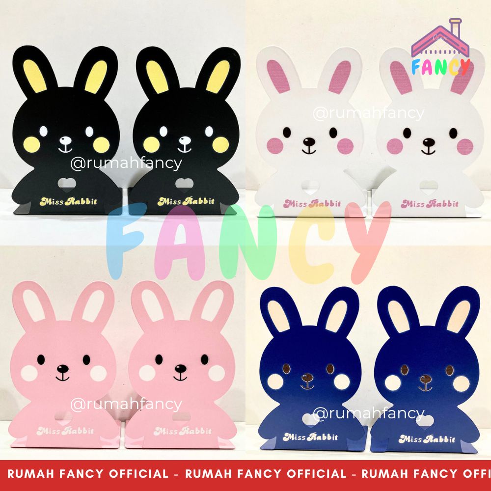 

[FREE PACKING DUS 1 Set Isi 2 Pcs Book End Stand/ Sandaran Penyangga Buku Bentuk Kelinci Bunny Rabbit Unik Lucu / Penahan Buku