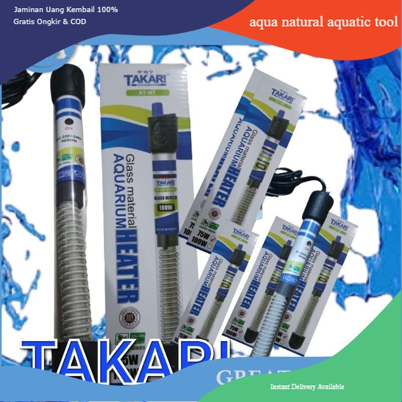 Heater 100 watt Takari 100 W Pemanas Air Aquarium Glass kaca