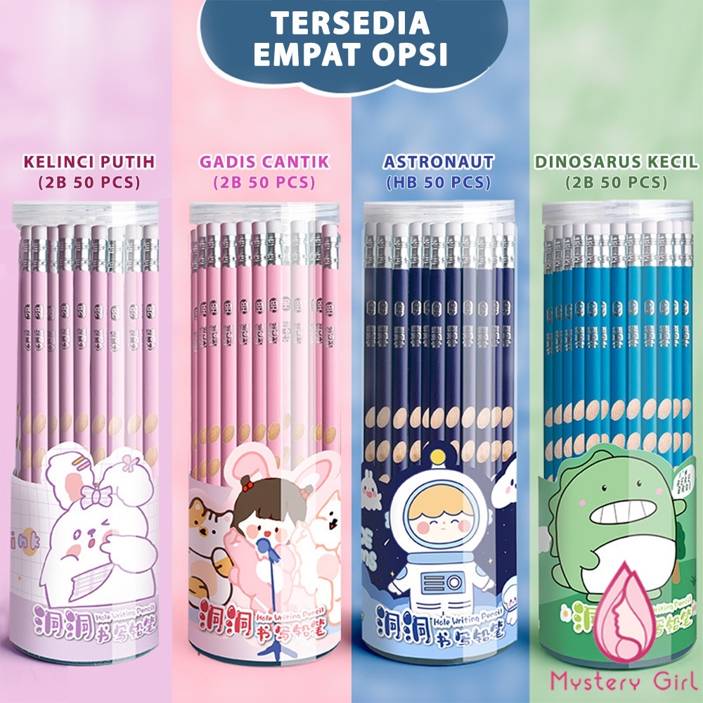 

50pcs Pensil Tulis Lubang Karakter Eselon / 1 Tabung Pencil 2B HB Karakter