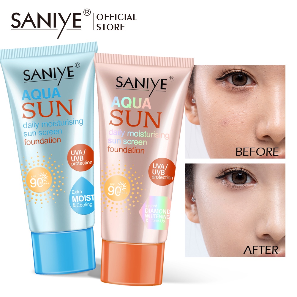 SANIYE Wajah Sunscreen  Foundation Sunblock Pelembab 50ML SPF50