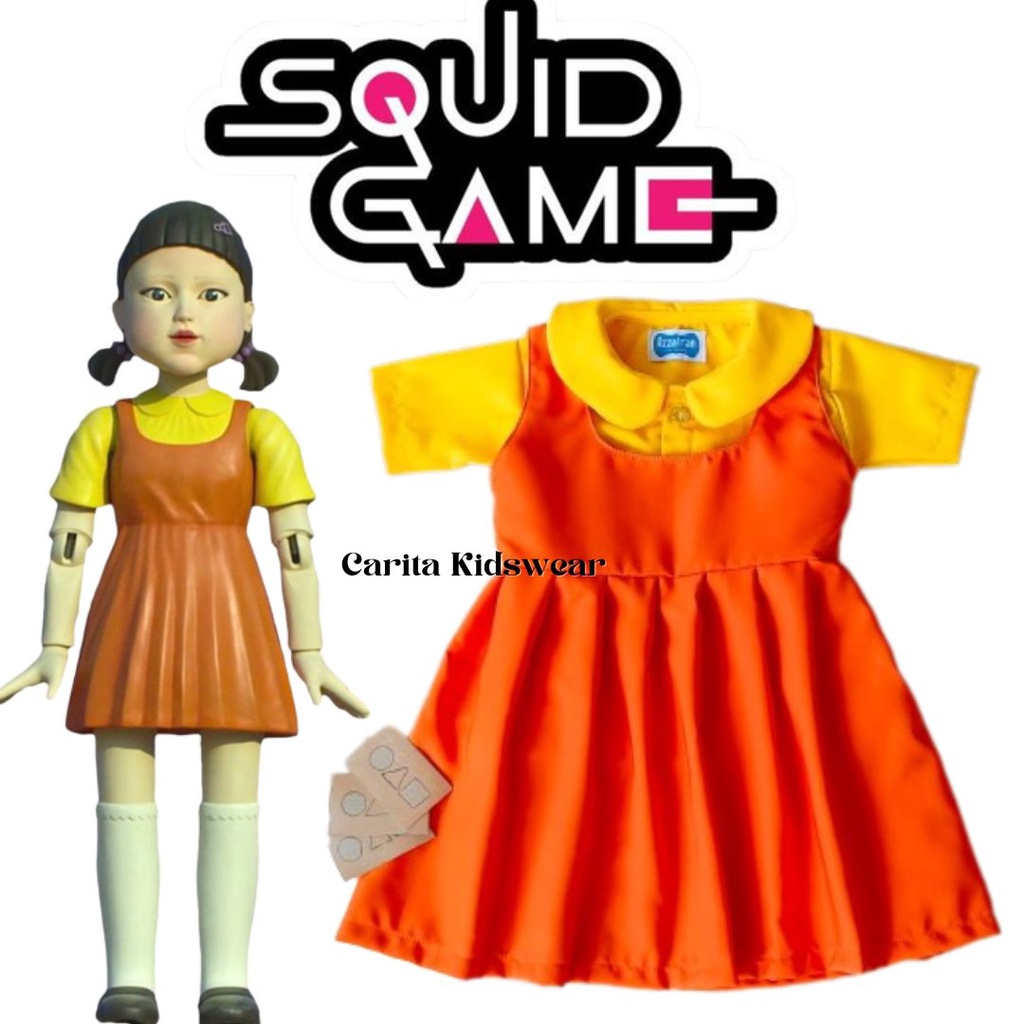 5.5 SALE Kostum Boneka Squidgame Cosplay Hantu Horror Halloween Jepang Kostum Ulang Tahun