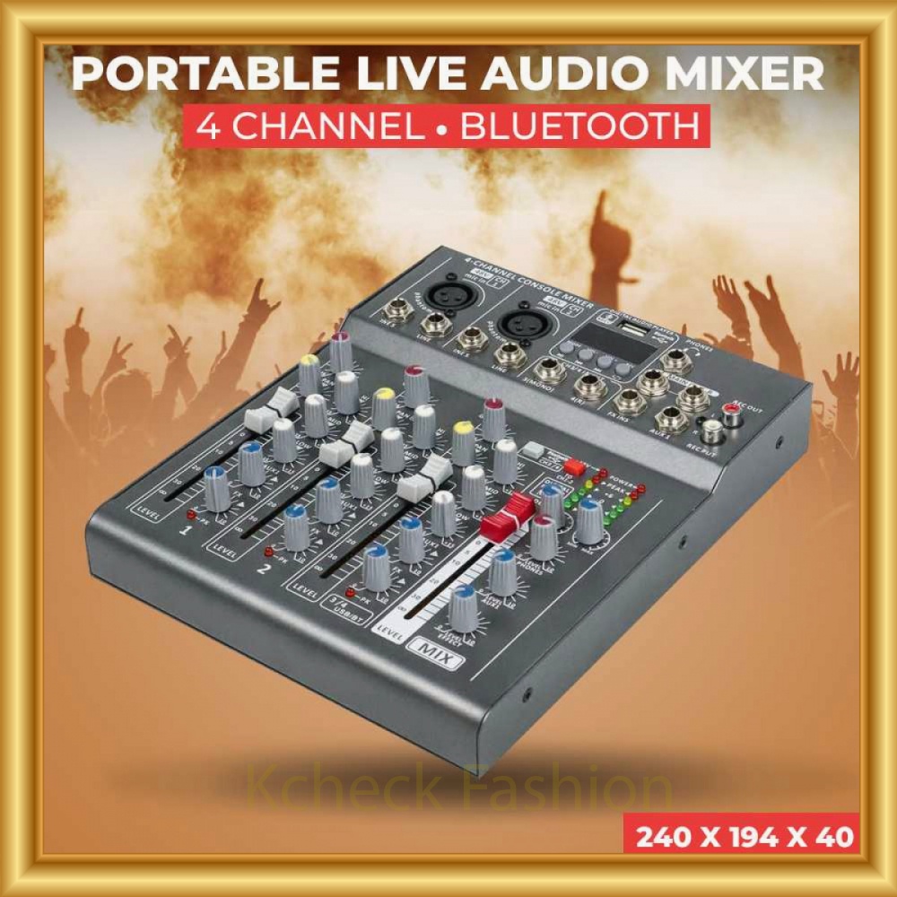 Mini Portable Live Audio Mixer Karaoke DJ 4 Channel Bluetooth -PA602