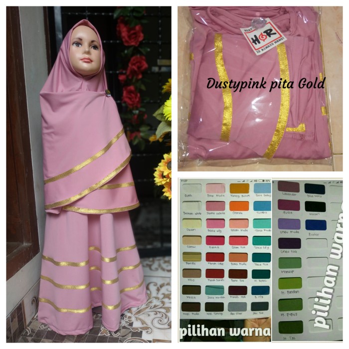 best -Baju Gamis Anak / Busana Muslim Anak / Baju Anak Perempuan / Pita Emas - pita perak, XS