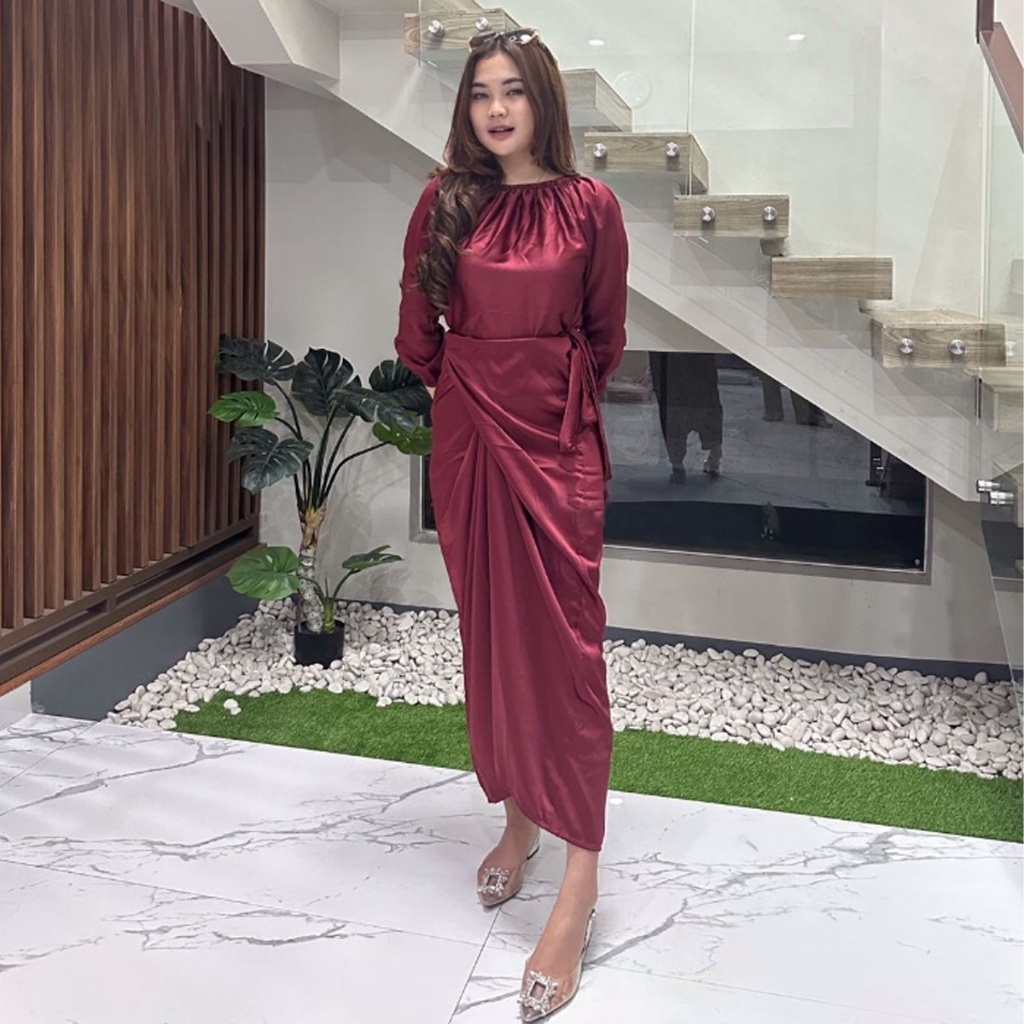 Lebaran Dress Satin Dress Lilit Dyra Dress Satin Baju lebaran Sabrina Lilit Satin Long Dress Wanita 