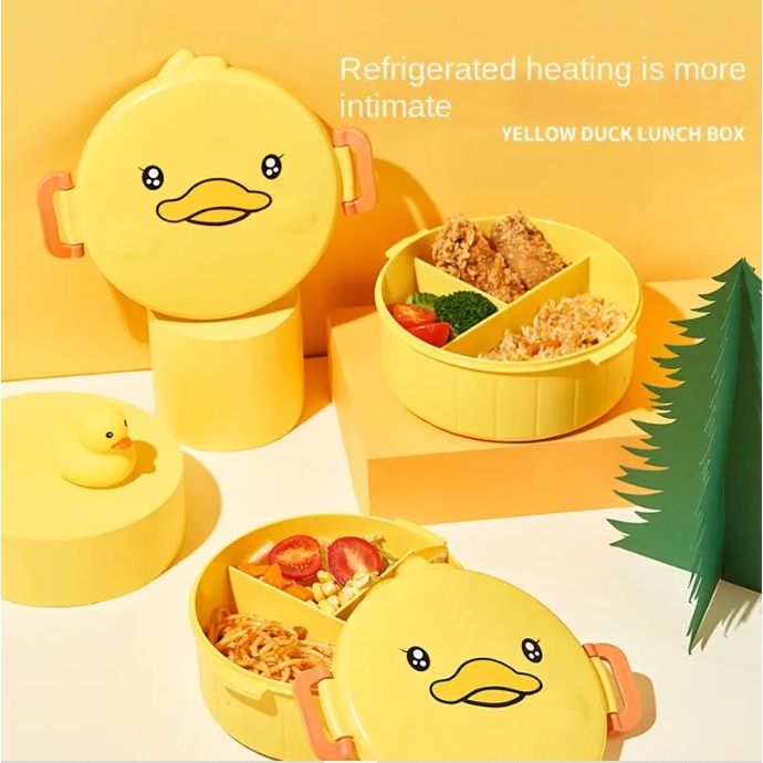 Lunch Box Bebek Kuning Tempat makan Anak-anak Bebek Bulat / Kotak bekal lucu dan unik