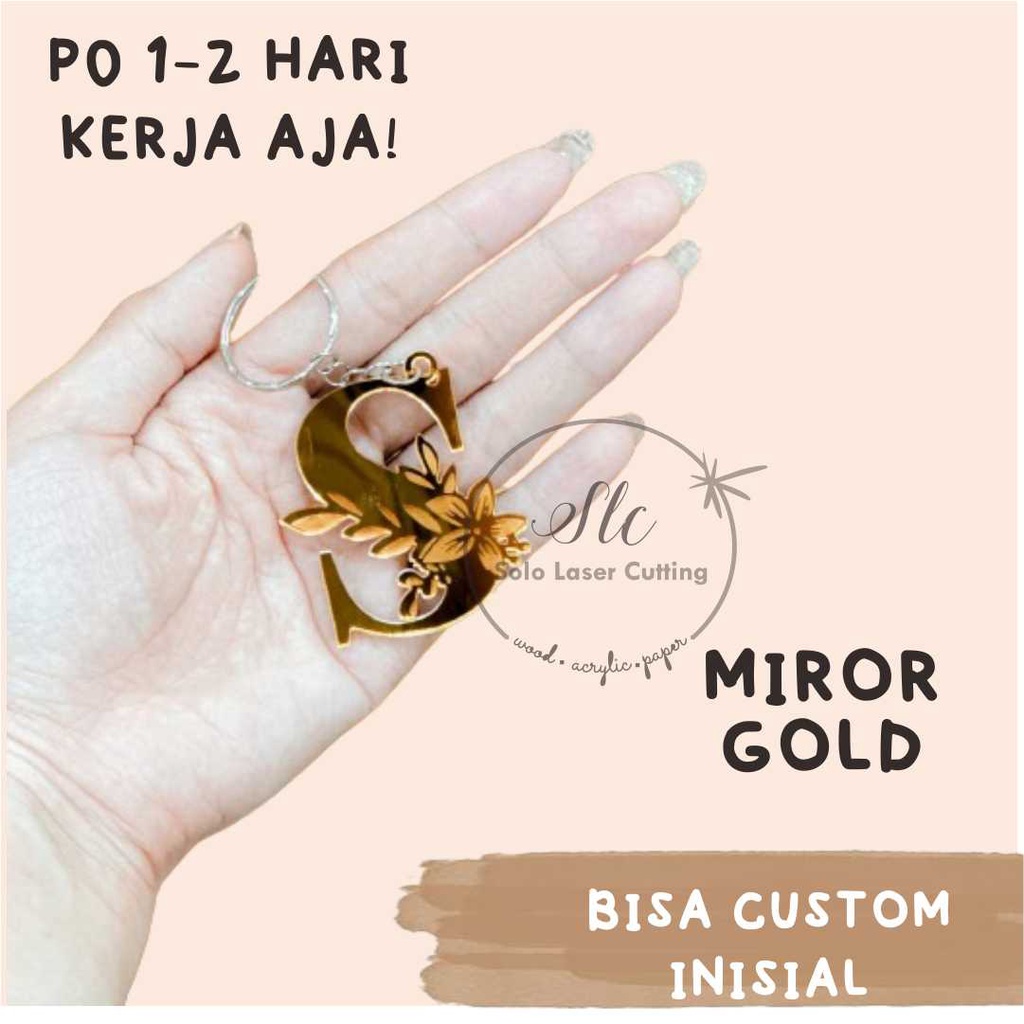 Gantungan Kunci Inisial Broch/Brosh Inisial Nama akrilik warna custom nama termurah