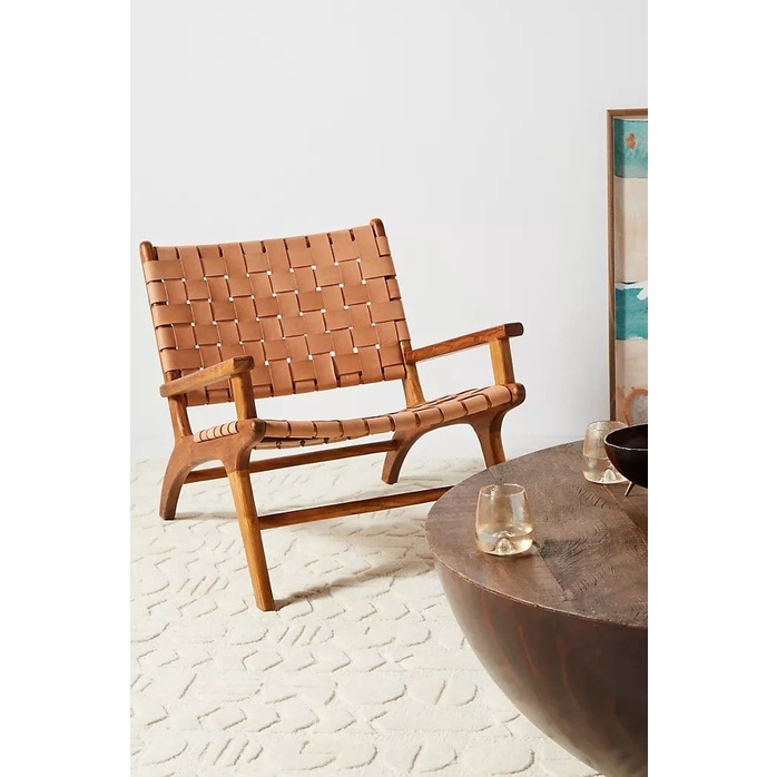 Leather Chair Kursi Jati Kombinasi Kulit Minimalis Kursi Tamu Modern