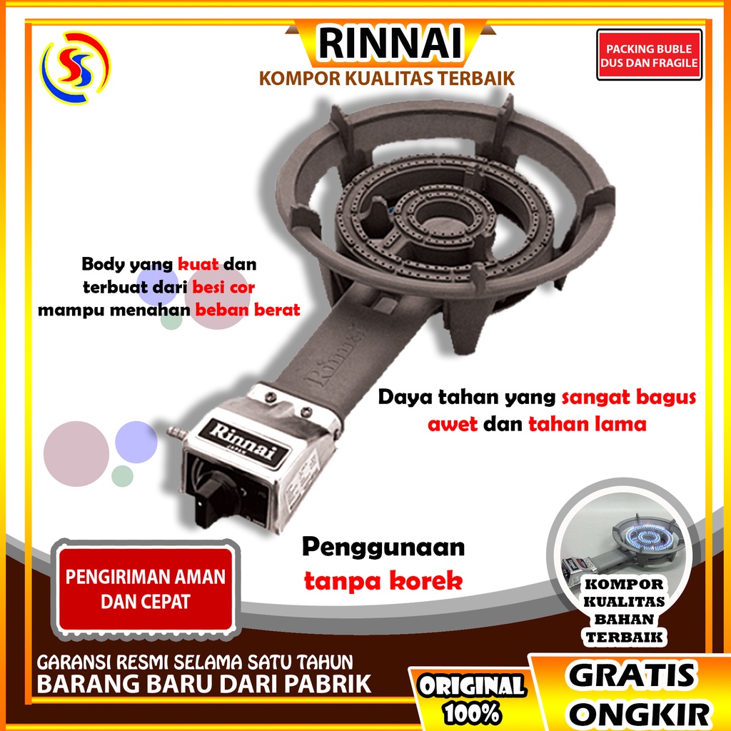 RINNAI KOMPOR MAWAR TL 289RI / TL-289RI / TL 289 RI / TL289 RI (1 TUNGKU) GARANSI RESMI