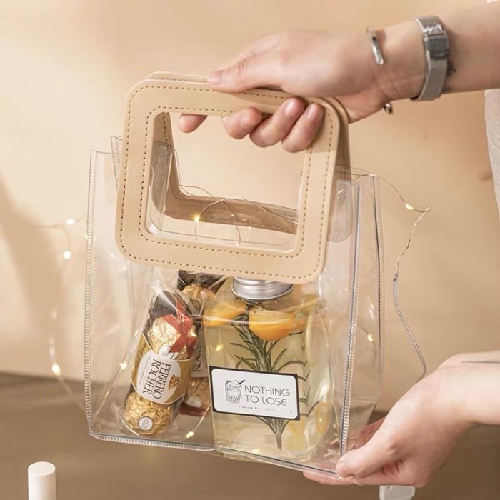 

Tas hampers souvenir mika / pvc Bag / tas goodie Bag polos transparan - Transparan, 251528 cm