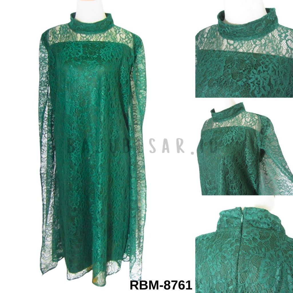 BAJUBESAR.ID RBM-8761 DRESS PESTA, NATAL HIJAU BROKAT BIGSIZE JUMBO
