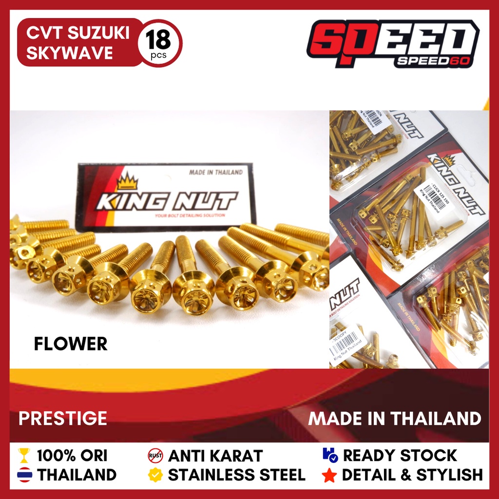 Baut CVT Suzuki Skywave Gold Stainless Original Baut Probolt Thailand Stainless King Nut