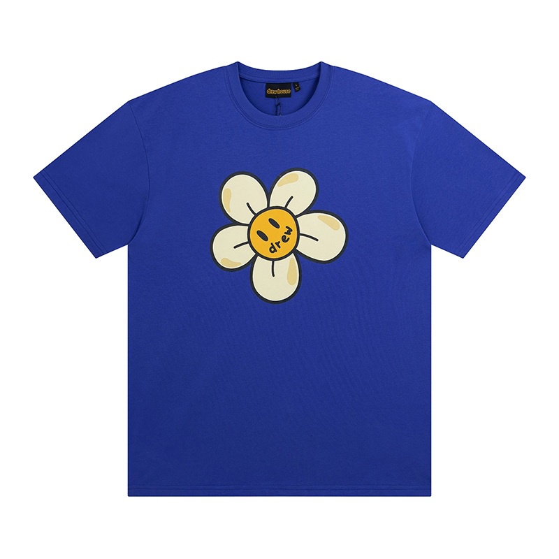 Blue Smiley Face Drew House T Shirt Men Women 1:1 High Street Casual Crewneck Short Sleeve
