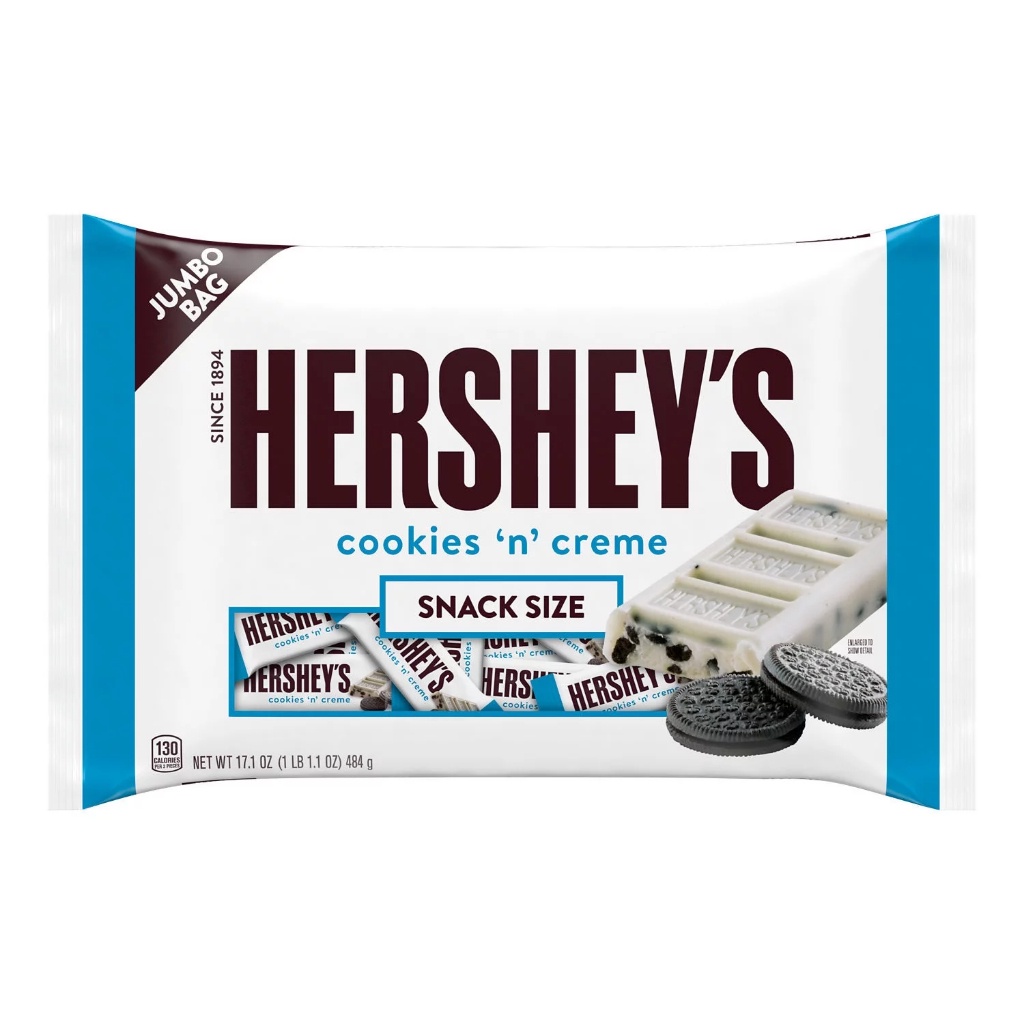 

Cokelat HERSHEY'S Cookies n Creme Snack Size 484gram Jumbo Size asal Amerika USA