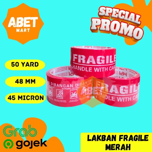 

Lakban Merah Fragile 48mm x 50Y - Tape mm Yard Murah Jangan Dibanting