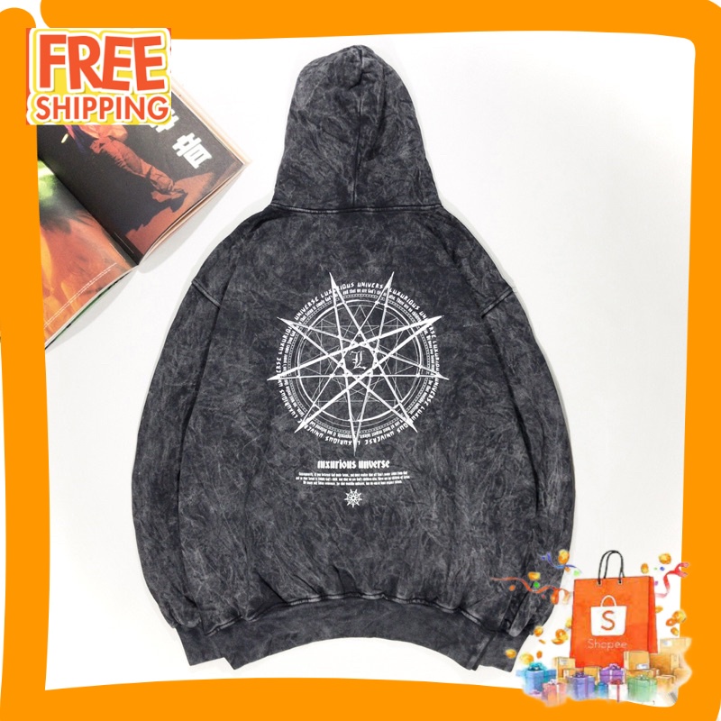 HOODIE CASUAL UNISEX POLOS MOTIF/ JAKET HOODIE GRAPHIC WASHED LUXURIOUS "COMPAS" [HDW_637]