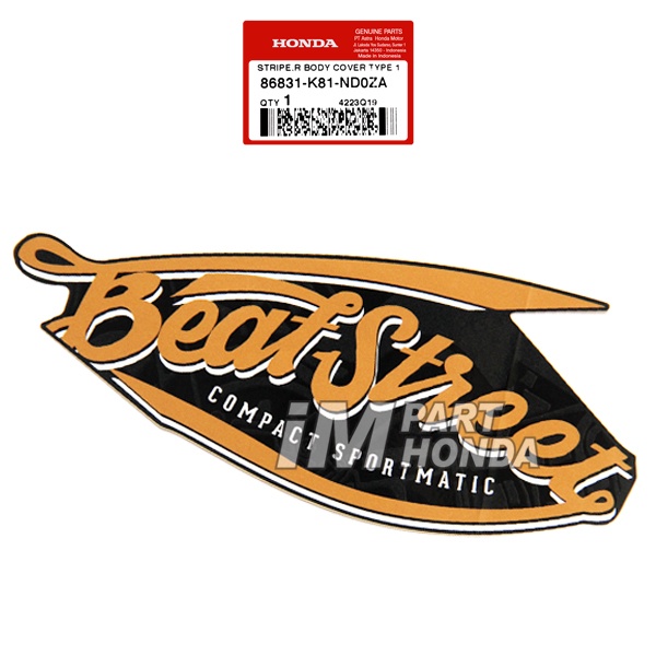 86831-K81-ND0ZA Stiker Cover Body Kanan Beat Street K81 2018 Hitam Dof
