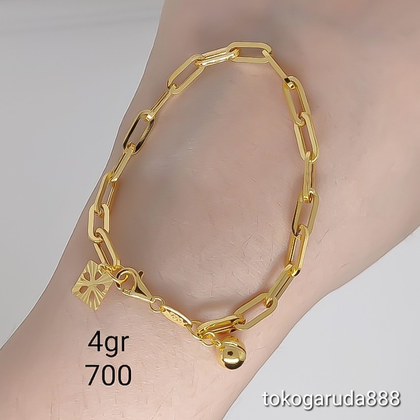 Rantai tangan gelang tali anak dan dewasa emas asli kadar 70% 700 75% 750 gold rosegold segiempat co