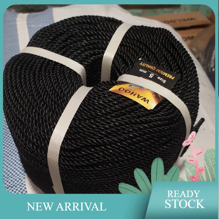 Tali tambang plastik 5 MM ( per roll) - Hitam