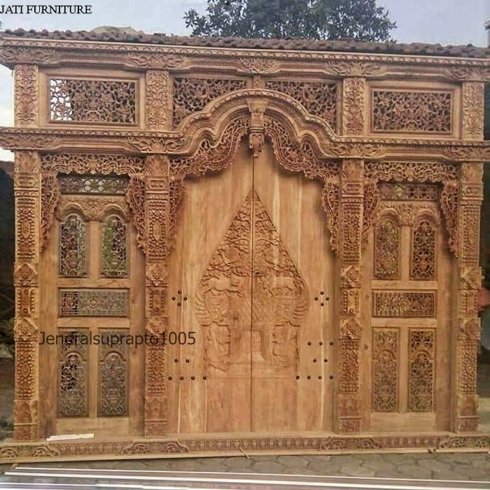 Termurah gebyok 4 meter ukir wayang kusen pintu kayu jati Termurah
