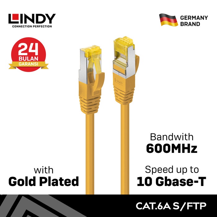 LINDY Kabel LAN RJ45 Cat6A S/FTP LSZH Gigabit Ethernet Yellow 5M-30M 47665-47670
