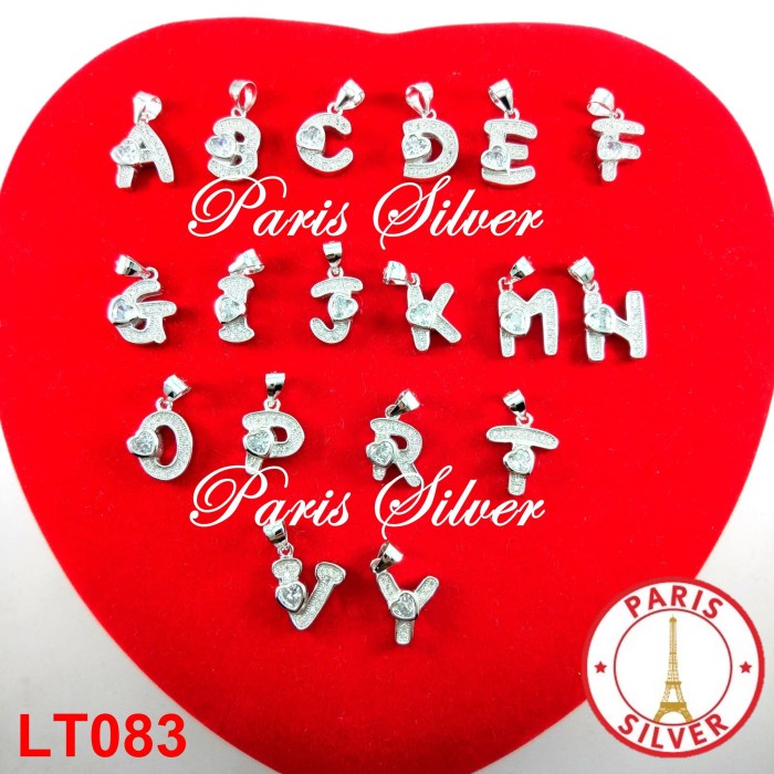 Kalung Liontin Huruf Nama Inisial 2 Perak 925 Silver lapis emas putih - Huruf O