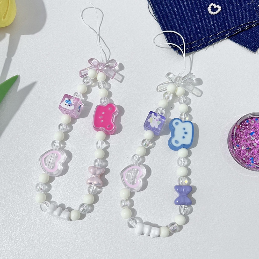 MissConnie-Adsori Beruang Kecil Gadis Cantik Versatil DIY Creative Beaded Phone Chain Phone Case Dec
