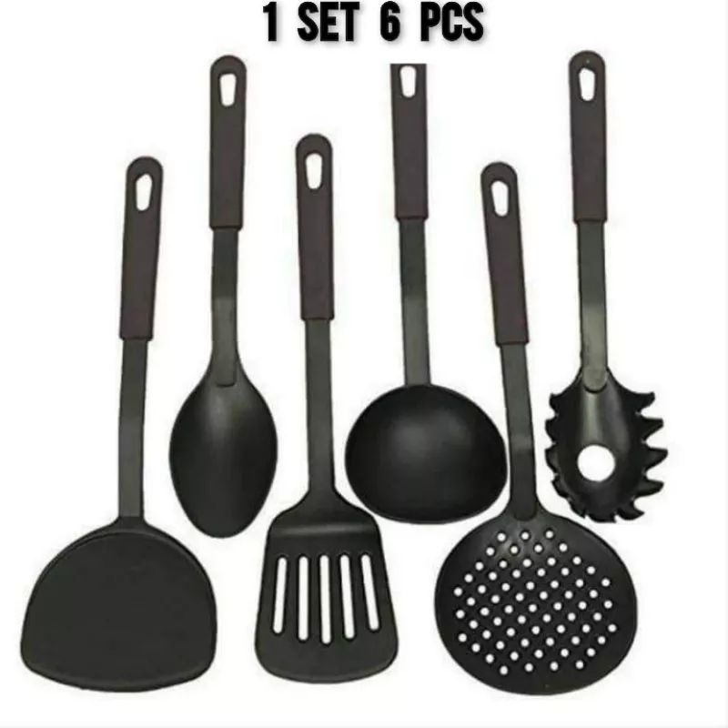 Spatula Sutel 1set (6pcs) Murah | Sodetan Sendok Soup Tirisan Alat Masak Set | Spatula Set Silikon T