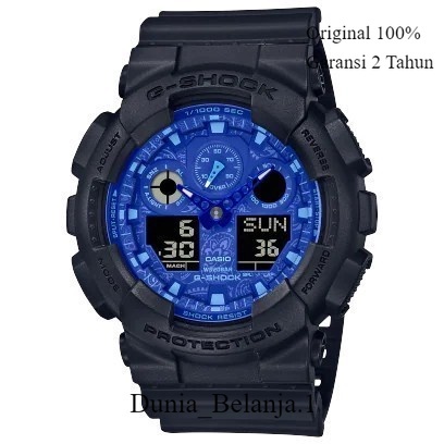 Original 100% Casio G-Shock GA-100BP-1ADR Jam Tangan Pria Analog Digital Biru GA100 Garansi Resmi 2 