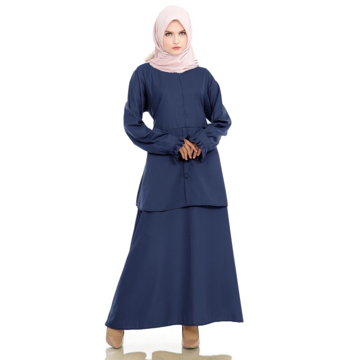 Gamis NAVY Seragam Stelan PNS PDH GURU BIRU DONGKER Toyobo - S