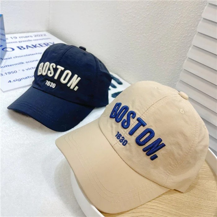 Topi baseball anak unisex 2-6 tahun motif BOSTON keren topi kekinian - Coklat Muda