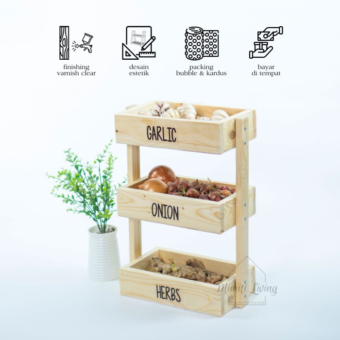 

Rak Bawang 3 Susun / Rak Bumbu Dapur / Rak Bawang