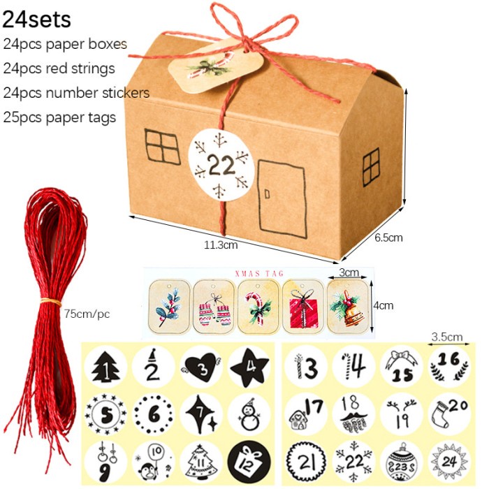 

SS9 - BEST PRODUK - 24set paper bag natal christmas kantong kemasan natal paper box kotak - rumah
