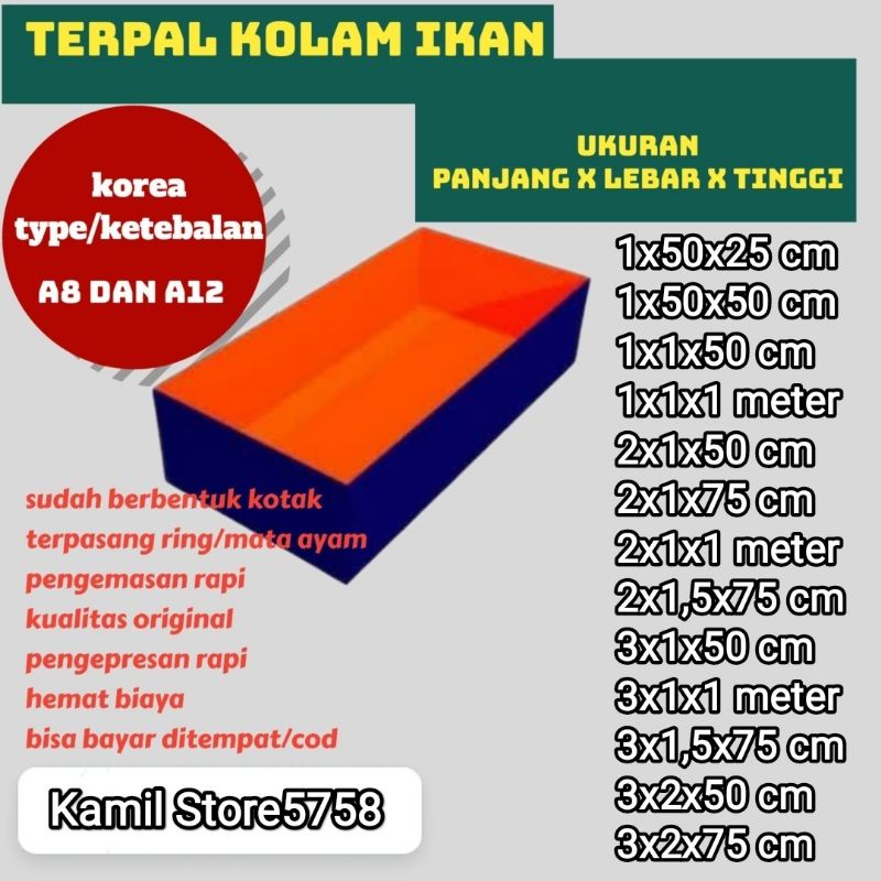 Kolam Terpal Ikan Type/Ketebalan A5 A8 A12 Korea Terpal Kolam Ikan Kotak Terpal Ikan lele Ikan koi I