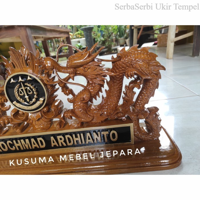 

BARANG TERLARIS PAPAN NAMA MEJA KANTOR UKIR NAGA KAYU JATI GRADE A Termurah