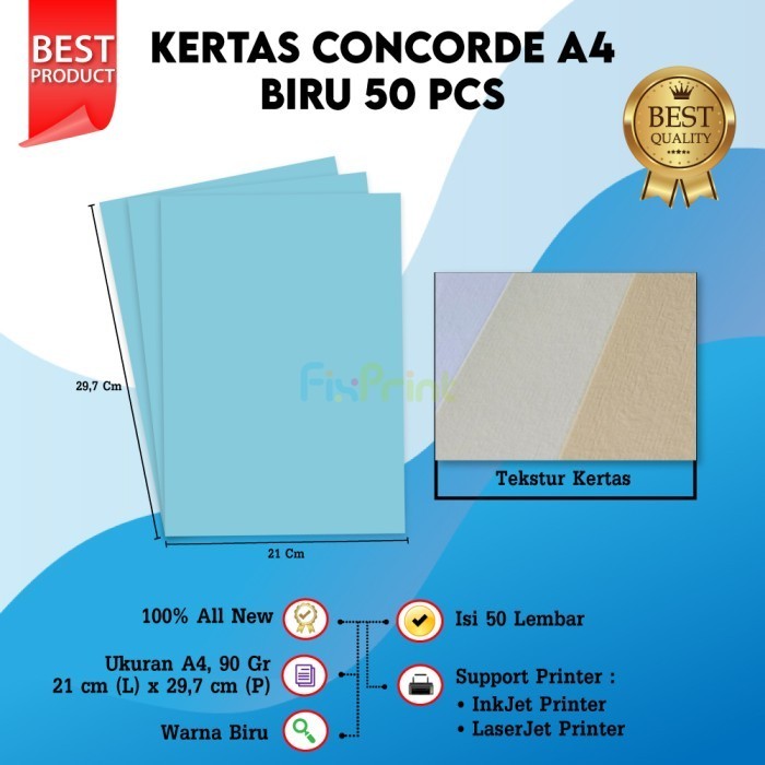 

Kertas Concord A4 90gr 1pack isi 50 Lembar 210mm x 297mm Paper Merah Biru Kuning