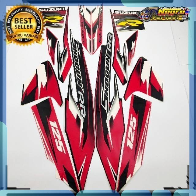 Stiker striping suzuki shogun rr 125 2008 hitam merah body standar bagus
