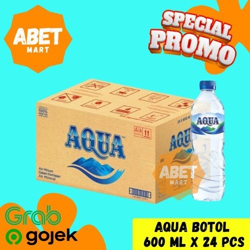Aqua Botol 600 Ml Tanggung 1 Dus isi 24 Pcs - Air Mineral Instan 600ml