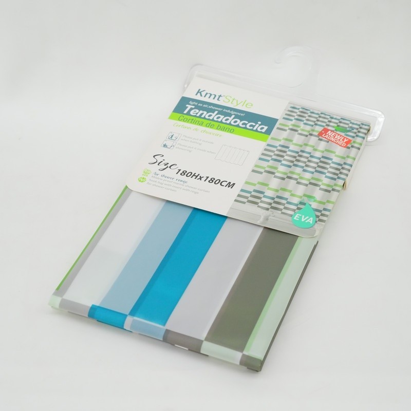 Tirai Kamar Mandi Bahan Tebal Motif Garis Warna/Tirai Kamar Mandi Cetak Waterproof/Gorden Kamar Mand