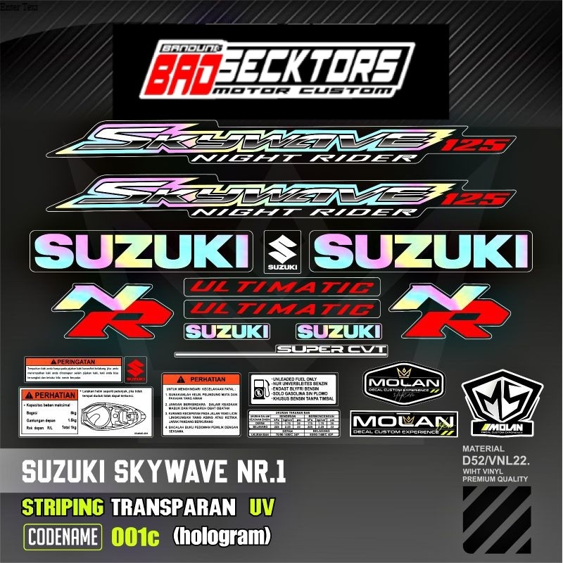 Decal Sticker Striping Variasi Transparan Uv Skywave NR 1 Ultimatic Hitam Mocca Skywave Nigt Raider 
