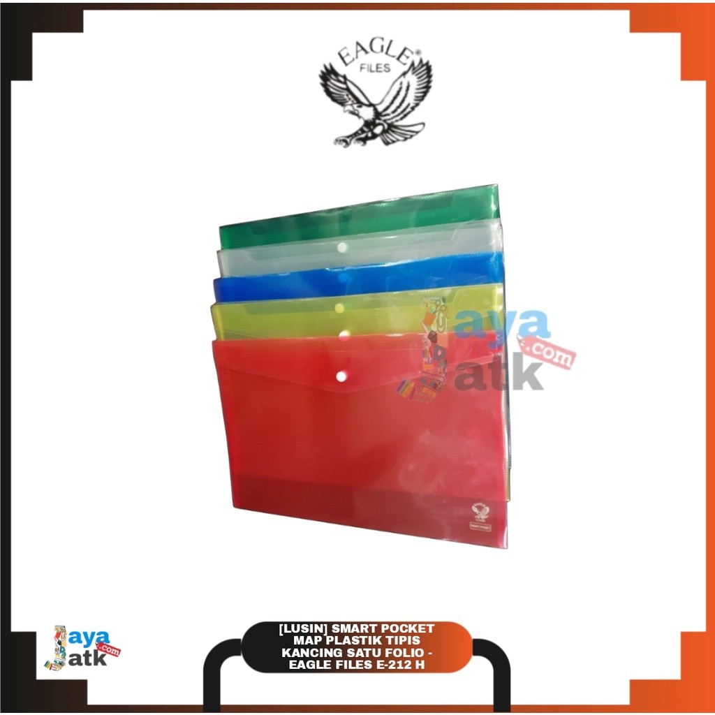 

(LUSIN) Smart Pocket Map Plastik Tipis Kancing Satu Folio - Eagle Files E-212H