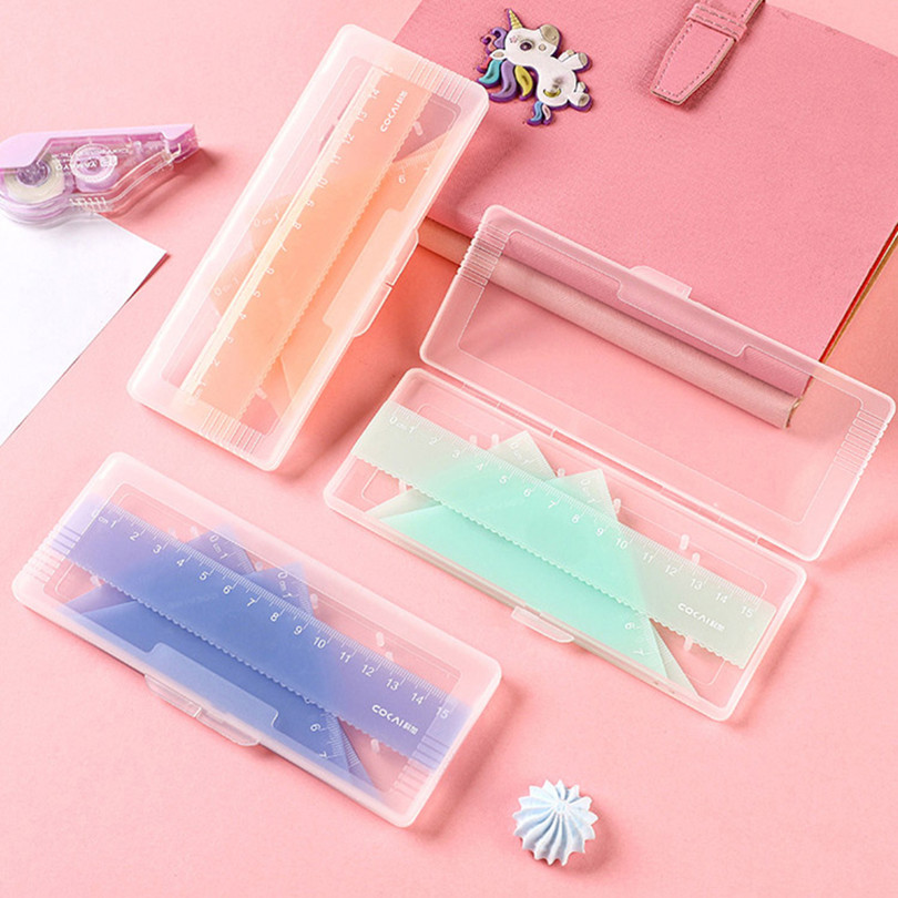 

4Pcs Colorful Ruler School Supplies Regla Transparent 15cm Drawing Tool Accessories Kawaii Stationery Bendable School Rules Set