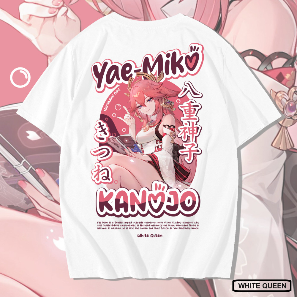KAOS Anime YAE MIKO GENSHIN IMPACT KANOJO KITSUNE - KAOS DISTRO PRIA & WANITA KAOS ANIME & GAME GENS